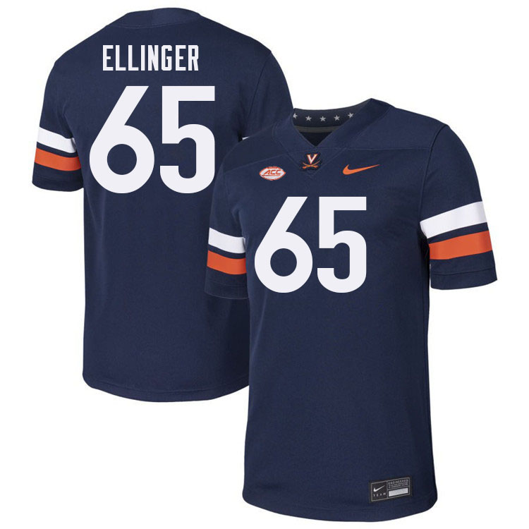 Virginia Cavaliers #65 Grant Ellinger College Football Jerseys Stitched-Navy